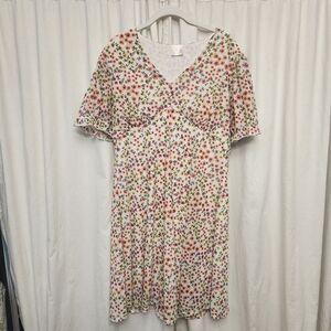 Women's Siren Lily Multicolor Floral V-Neck Midi  Dress Off White Floral Flirty